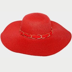 Beloved Millinery Floppy Wide Brim Straw Hat Woven Bow Knot Chain Summer Beach